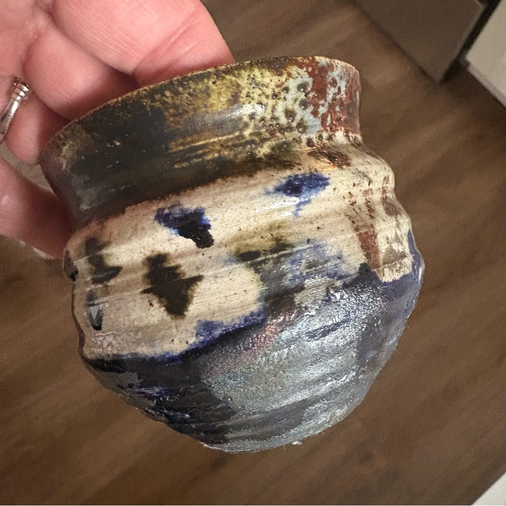 Vintage Decorative Studio Art Pottery - Raku Style Chawan - Tea Bowl - Bud Vase
